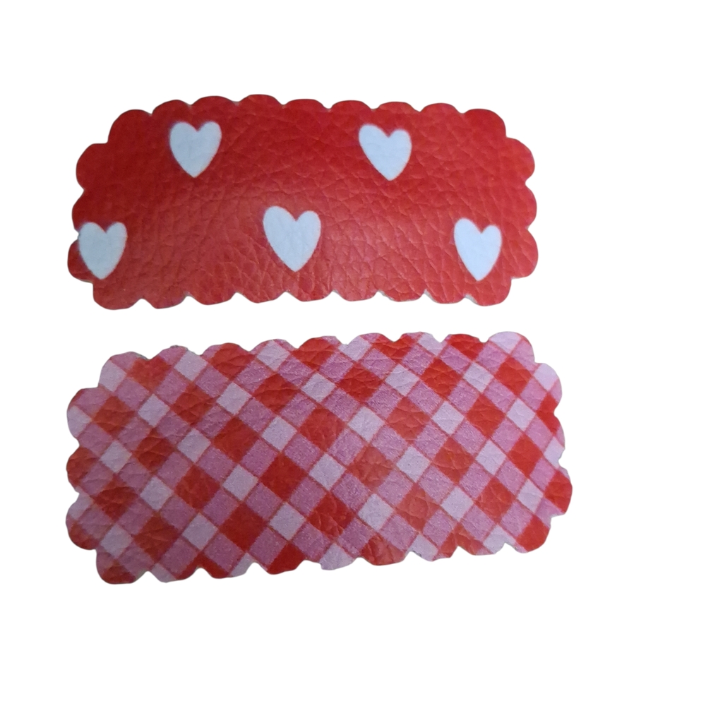 Red and White Heart Hair Clips